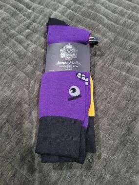 NWT James Fiallo Men's Dress Socks 3-Pack Novelty Purple Halloween Monster Size